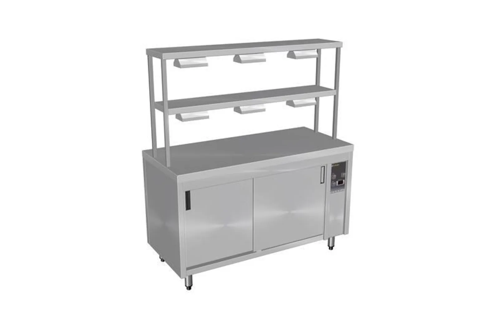 Culinaire CH.HC.I.GDD.4  Island Hot Cupboard with Double Gantry and Heat Lamps to Top & Bottom Shelves - 4Mod