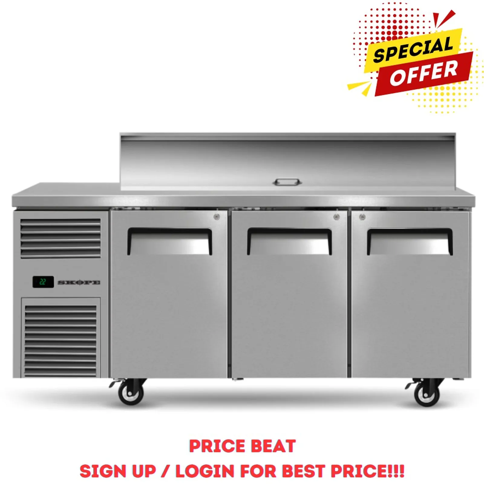 Skope ReFlex RF7.PPS.3.SD - 3 Solid Door GN Compatible Salad Preparation Fridge