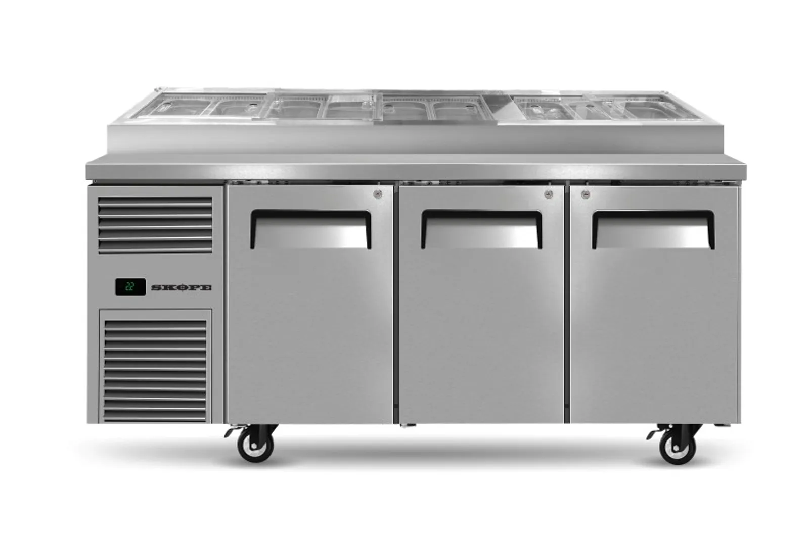 Skope ReFlex RF8.PPZ.3.SD - 3 Solid Door GN Compatible Pizza Preparation Fridge