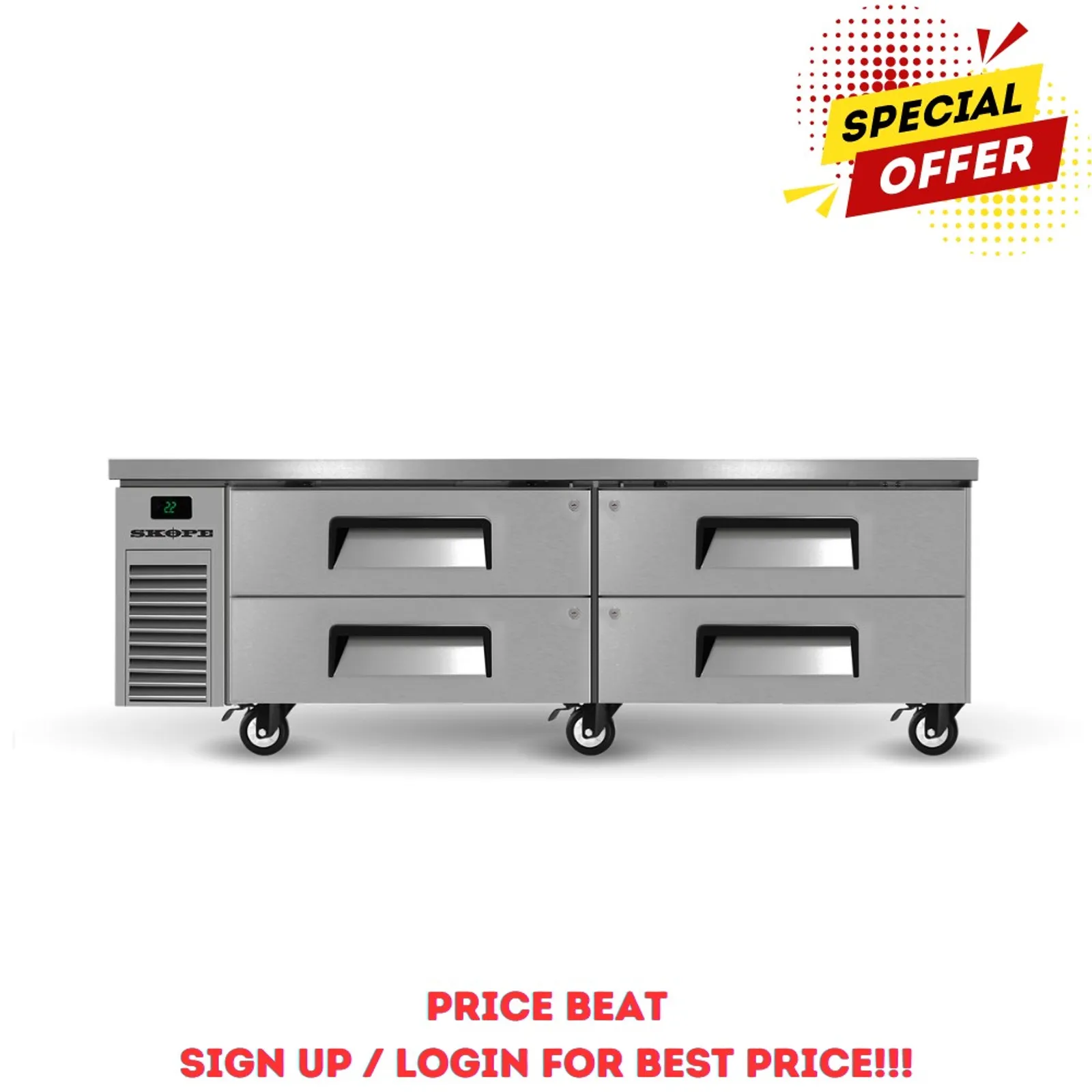 Skope ReFlex RF8.CBR.2.D4 - 4 Drawer ChefBase GN 2/1 Fridge