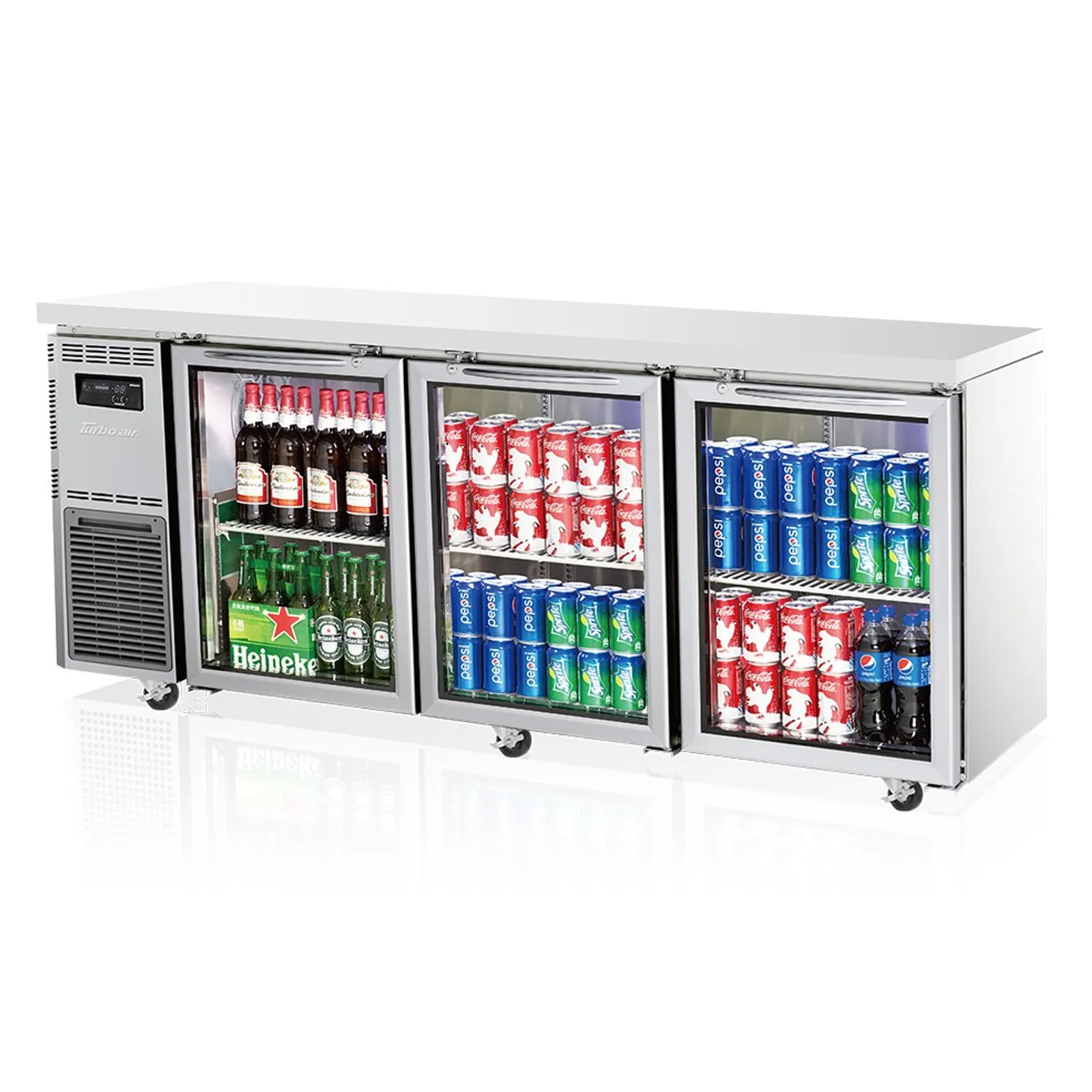 3 Door Underbench Glass Door Fridge