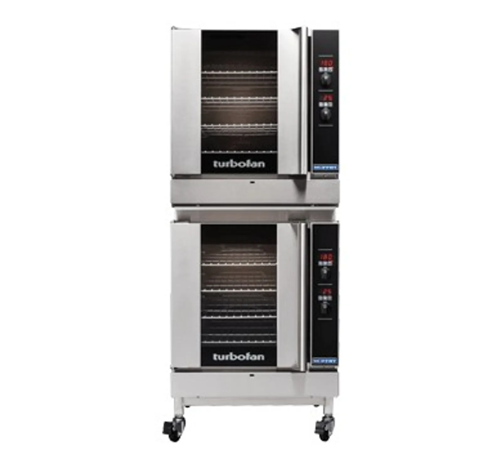 Turbofan G32D4/2C - Full Size Tray Digital Gas Convection Ovens Double Stacked With Castor Base Stand