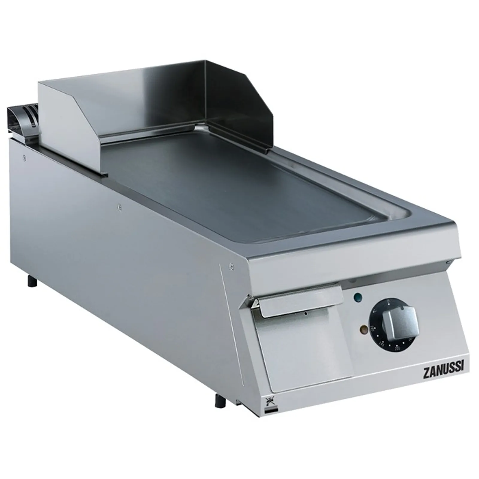 Zanussi 392357 EVO900 - 400mm Electric Fry Top, Smooth Brushed Chrome Horizontal Plate