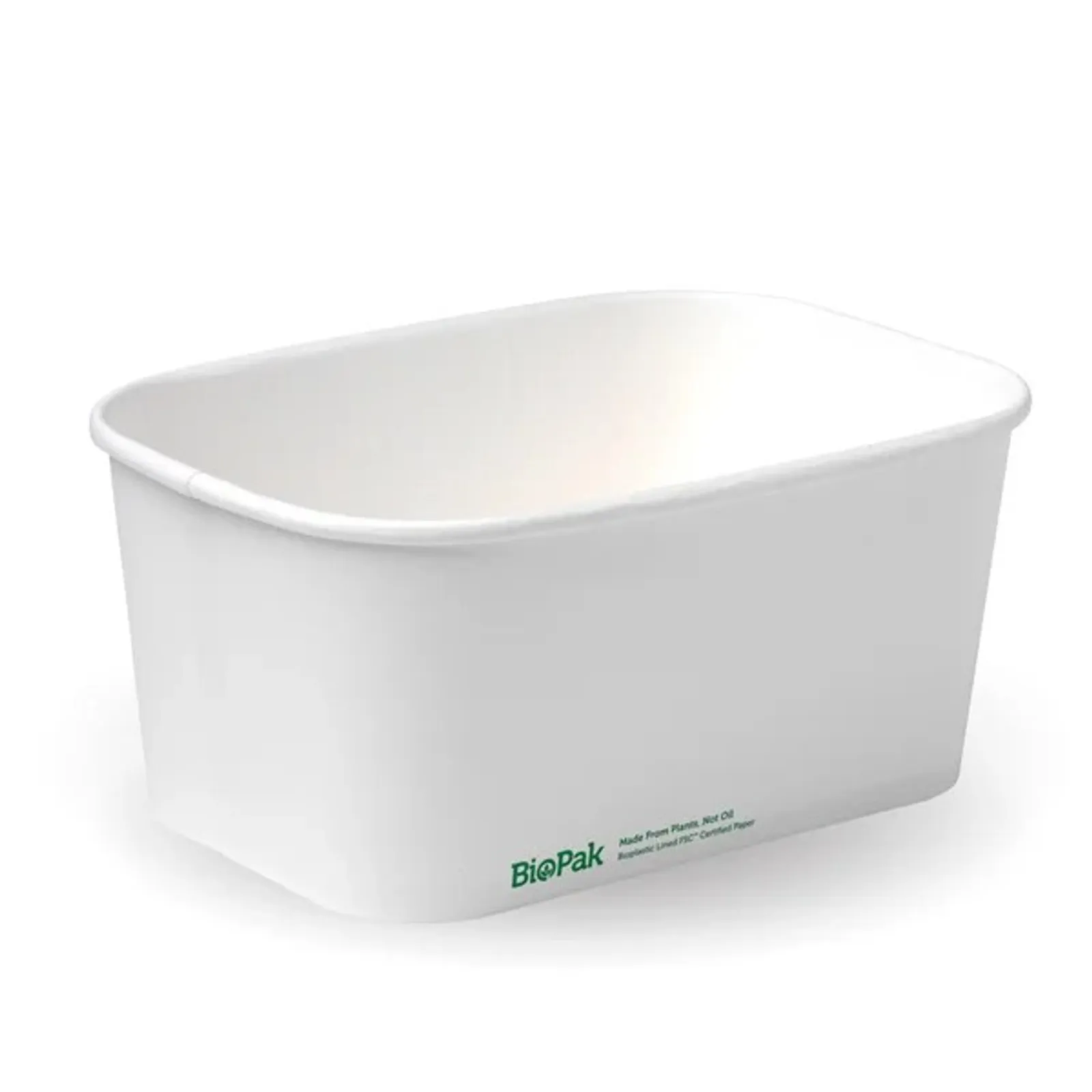 BioPak BB-LB-1000-W - 1,000ml White BioBoard Takeaway Base