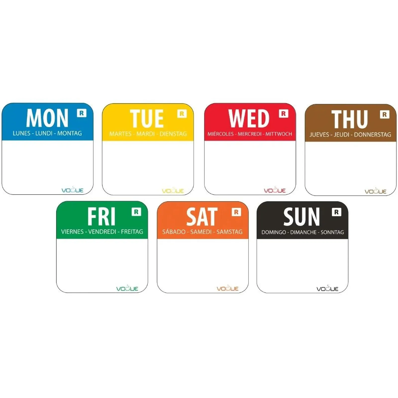 Vogue S151 - Removable Day of the Week Labels (Pack of 7000)