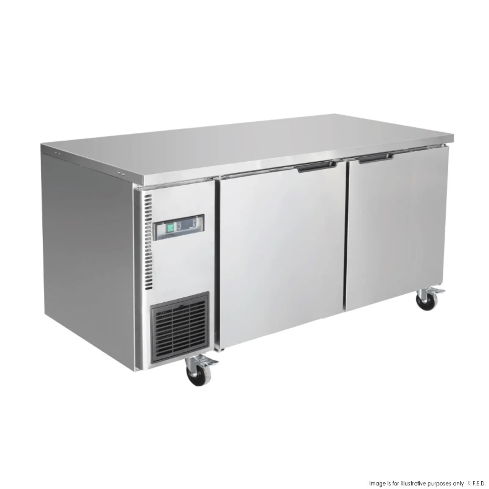 Thermaster TS1500BT - Stainless Steel 2 Door Workbench Freezer