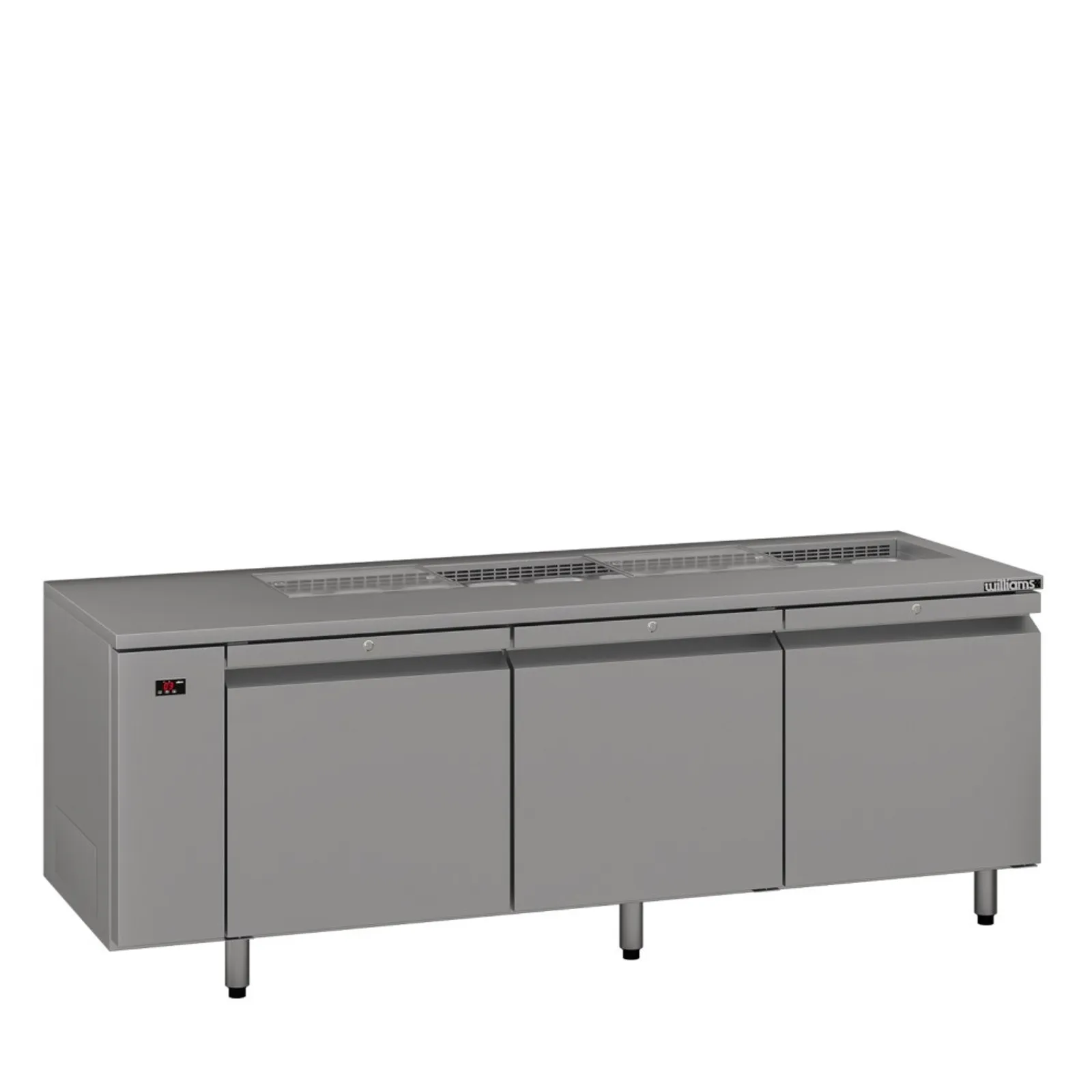 Williams HE3RSSBA Emerald Remote - 3 Solid Door Counter Fridge with 10 x 1/3 Pans