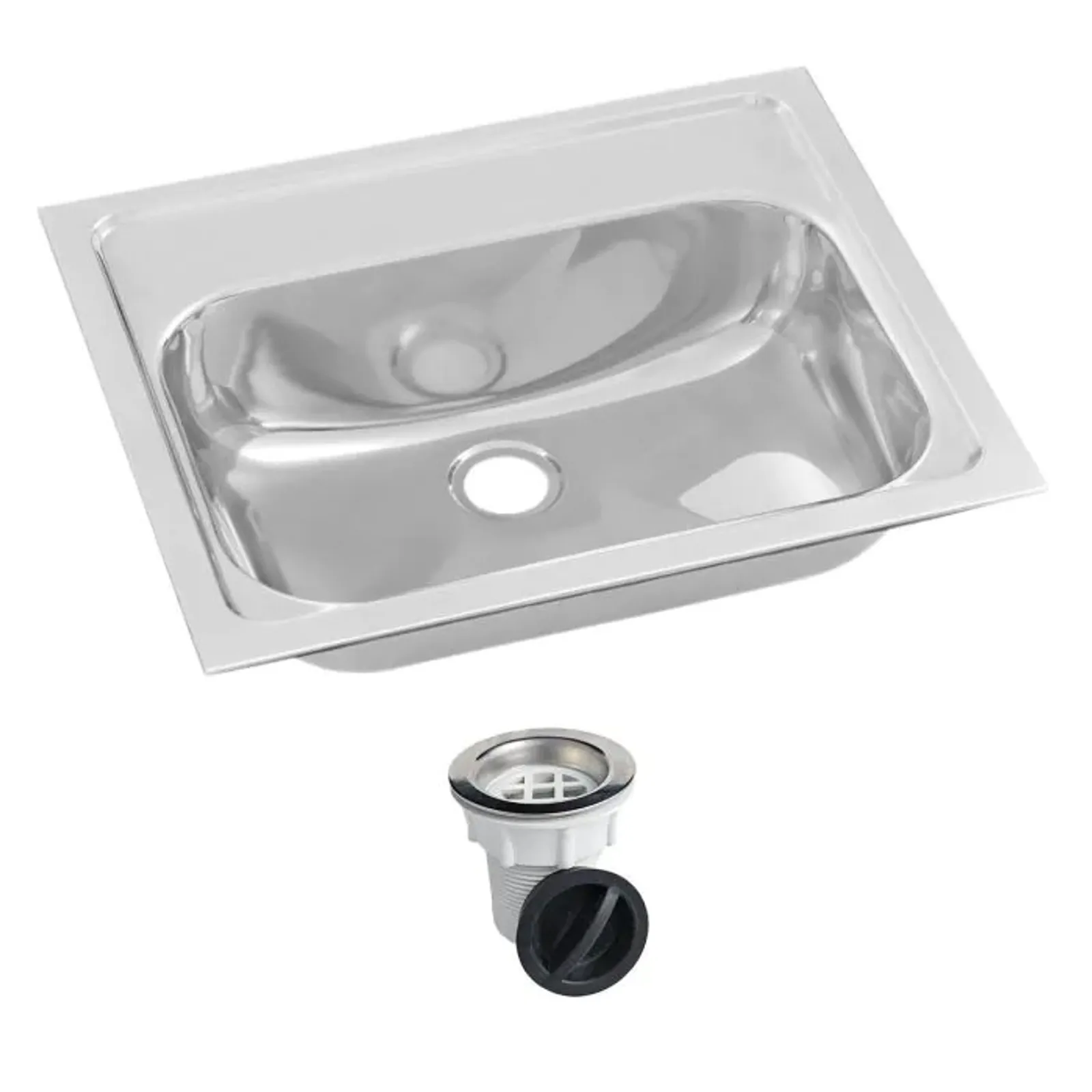 3Monkeez HBF01-KIT - Inset Stainless Steel Hand Basin - No Tap Hole, Includes Plug and Waste