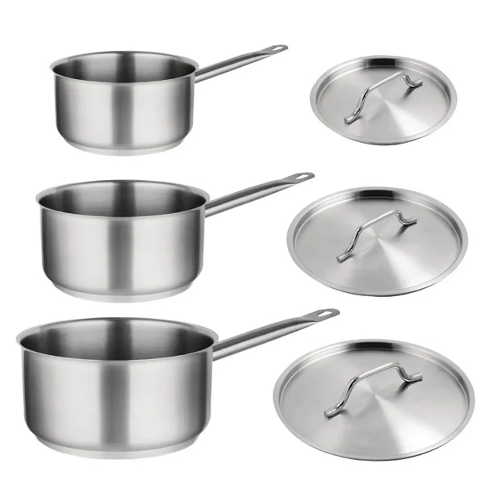 Vogue S128 - Stainless Steel Saucepan Set (Pack of 3)