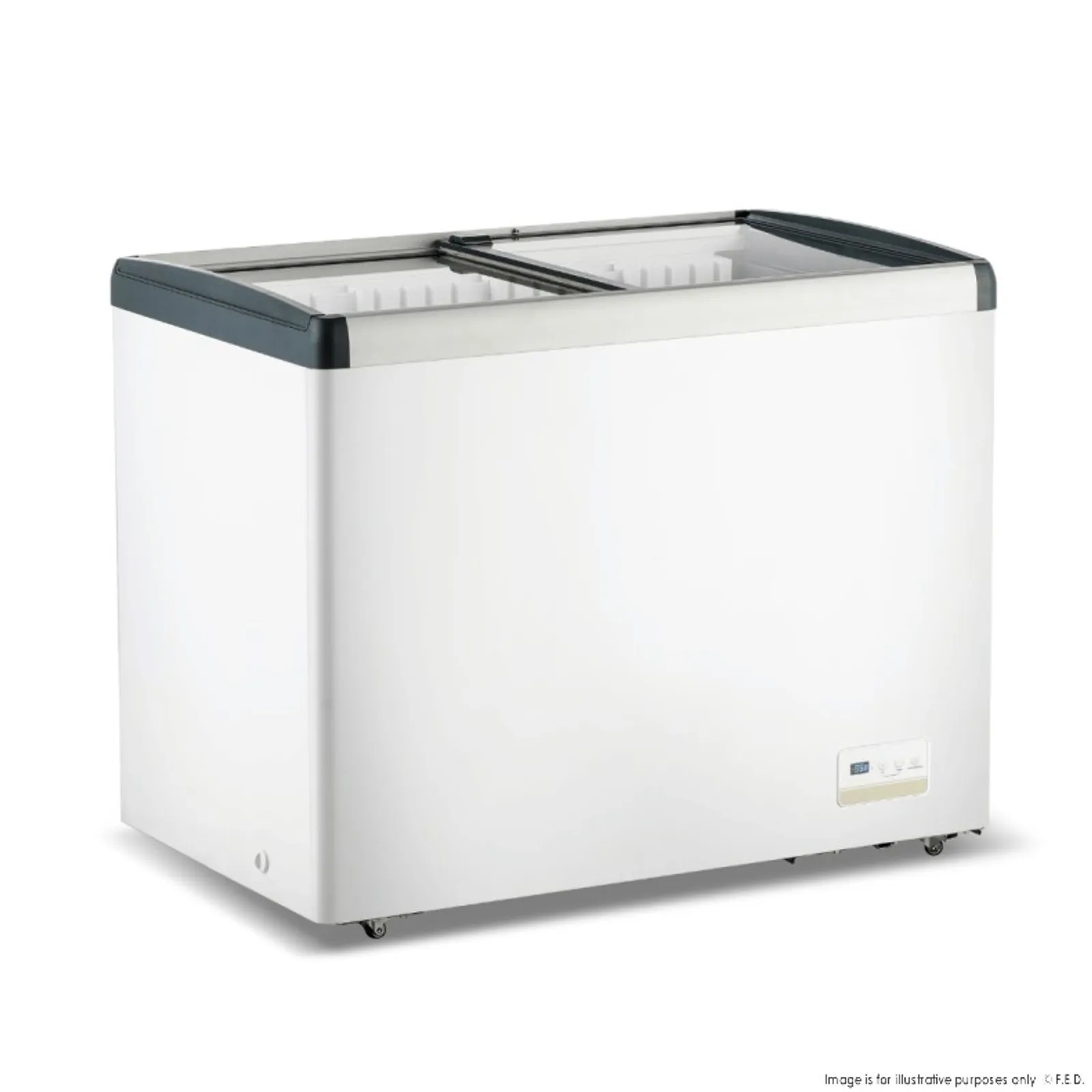 Thermaster WD336G - 336L Chest Freezer with Flat Glass Sliding Lids
