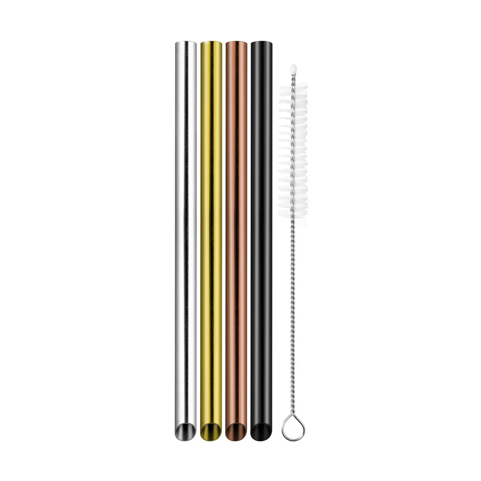 Avanti 14928 - Stainless Steel Bubble Tea Straws with Cleaning Brush, Precious Metals - Set of 4