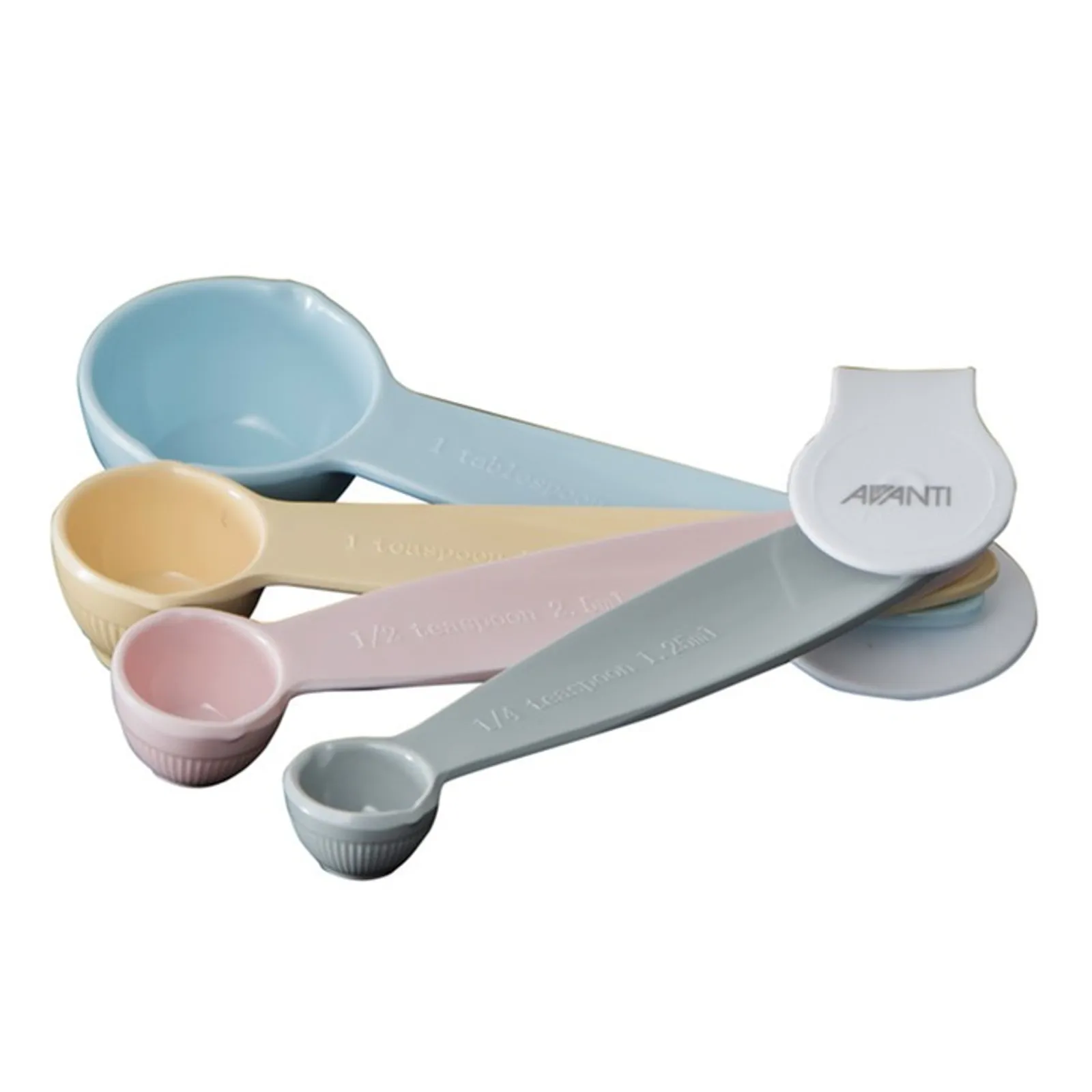 Avanti 16808 - Melamine Ribbed Measuring Spoon Australian Standards, 4 Piece Set - Pastel