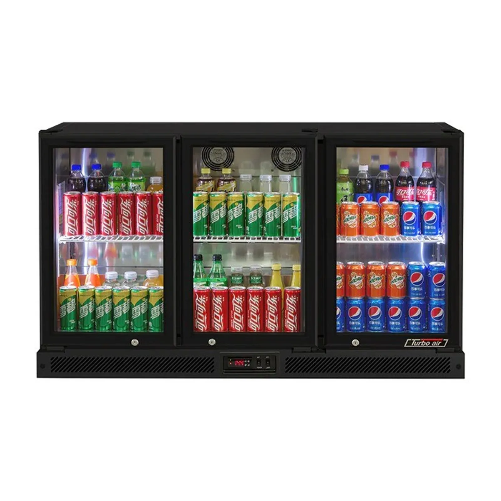 Turbo Air TB13-8H-SWBBB-N - 3 Swing Glass Door Back Bar Fridge - Black
