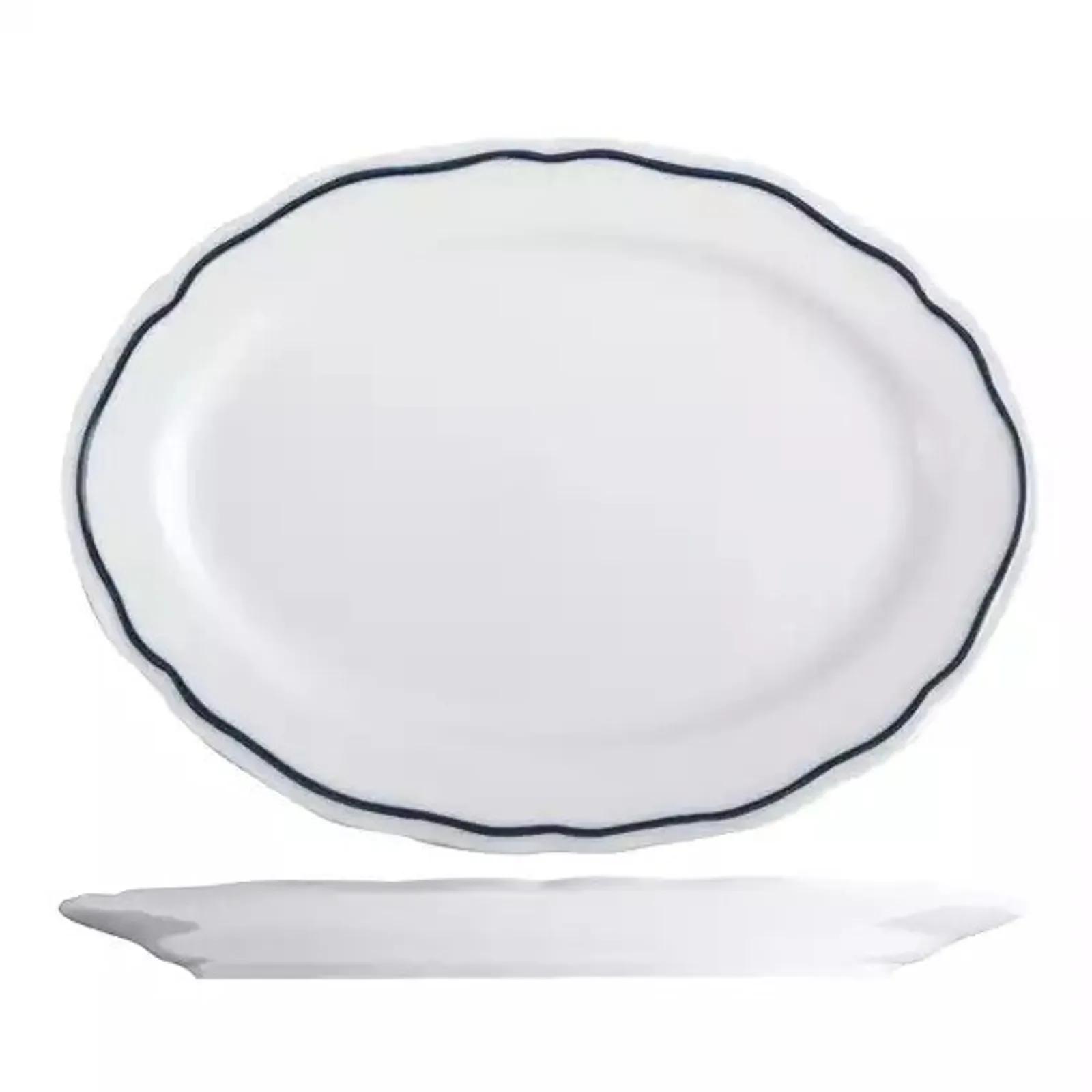 Tuxton TX120233 - Charleston Blue Band Oval Plate