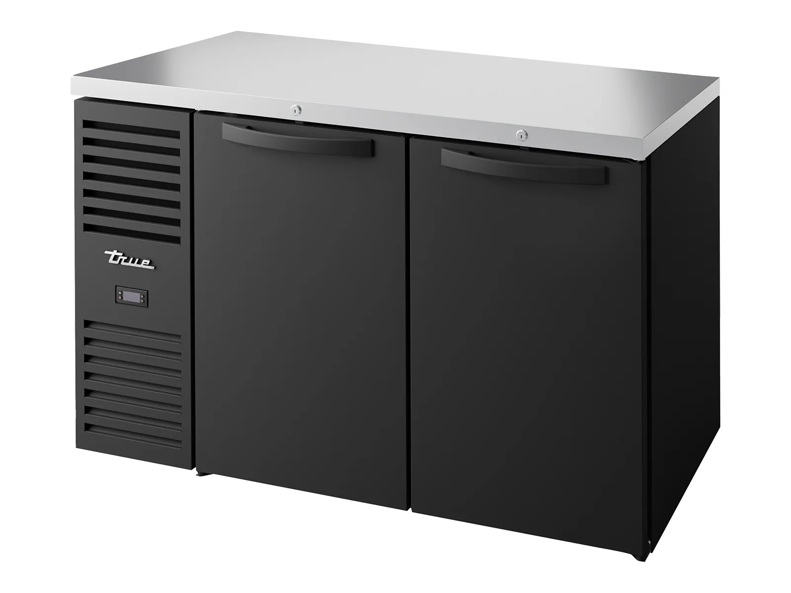 True Refrigeration TBR52-RISZ1-L-B-SS-2 - Bar Refrigerator, Black Ext, 2 Solid Swing Doors